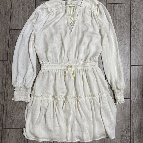 Pinch Tier Dress with Ruffles Ivory- L Womens - Picture 6 of 6